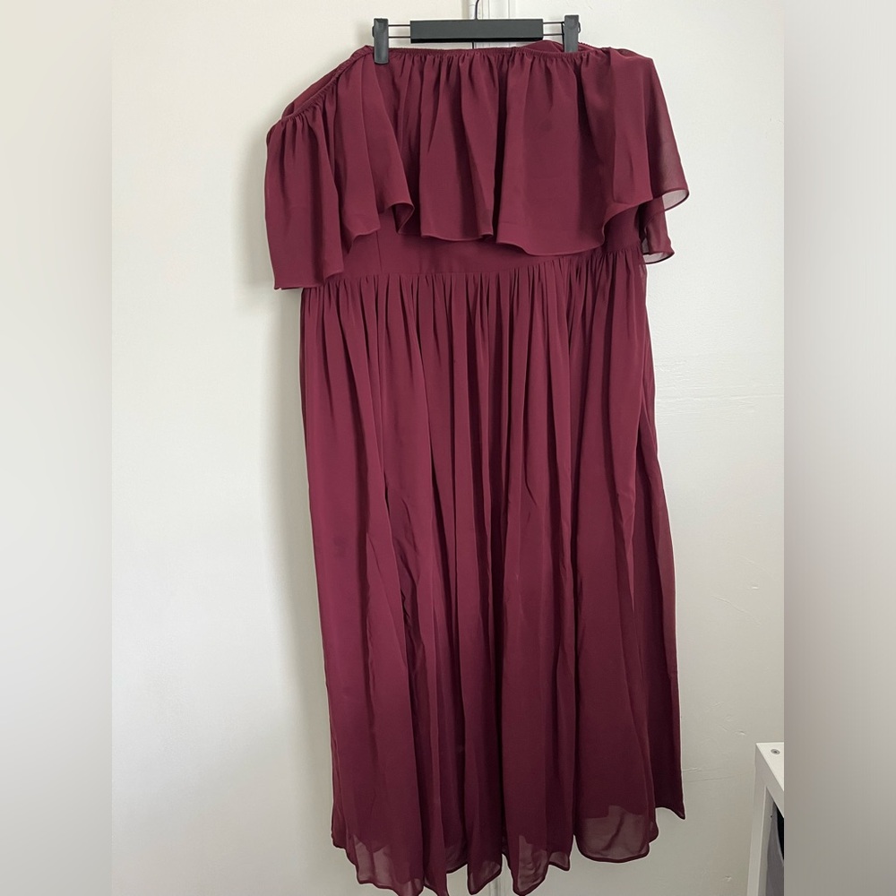 Revelry Cabernet Off-Shoulder Maxi Dress